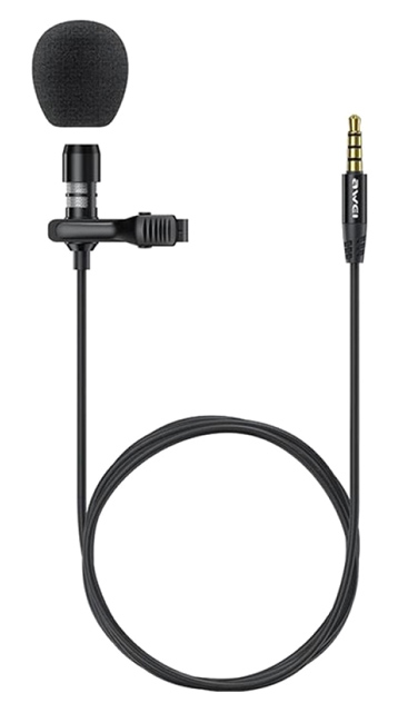 AWEI μικρόφωνο AW-MK1 με ενσωματωμένο clip-on, 3.5mm, 3m, μαύρο