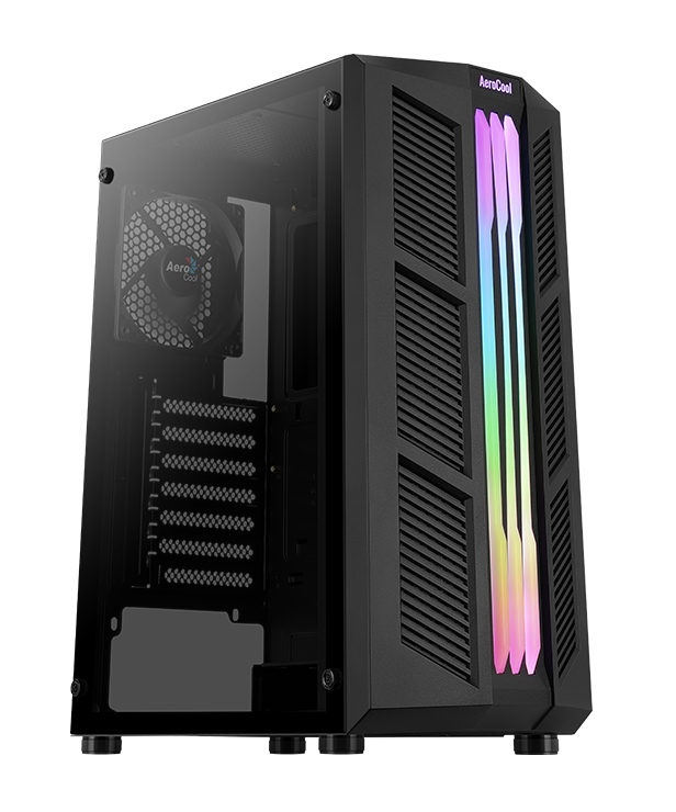 AEROCOOL PC case mid tower PRIME-G, 205x442x376.5mm, 1x fan, μαύρο