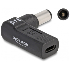 DELOCK αντάπτορας τροφοδοσίας 60008, USB-C σε Dell 7.4x5mm, 90°, μαύρος