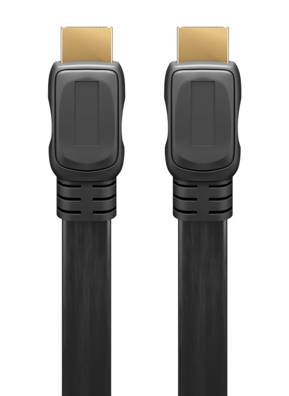 GOOBAY καλώδιο HDMI 2.0 61281, Ethernet, flat, 4K/60Hz 18Gbps, 5m, μαύρο