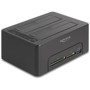 DELOCK docking station 64183 clone function, 2x HDD, CF/SD, 5Gbps, μαύρο