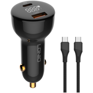 LDNIO φορτιστής αυτοκινήτου C101 με καλώδιο, USB/USB-C, 100W PD, μαύρος
