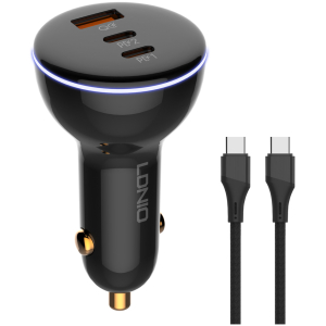 LDNIO φορτιστής αυτοκινήτου C102 με καλώδιο, USB/2x USB-C, 160W, μαύρος