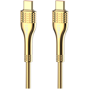 LDNIO καλώδιο USB-C σε USB-C LC651C, 65W, 1m, χρυσό