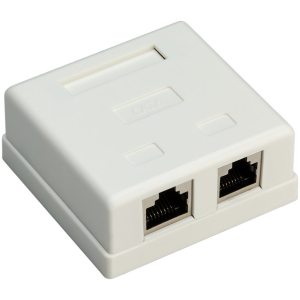 GOOBAY επιτοίχια πρίζα δικτύου 77635, 2 θύρες RJ45, CAT 6 STP, λευκή