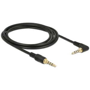 DELOCK καλώδιο 3.5mm 85613, γωνιακό, 24AWG, gold plated, 2m, μαύρο