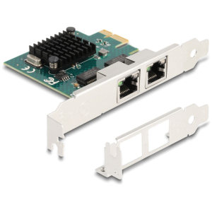 DELOCK κάρτα επέκτασης PCIe x1 σε 2x RJ45 Gigabit 88205, 1000Mbps