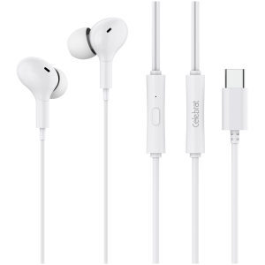 CELEBRAT earphones με μικρόφωνο D13, USB-C, 1.2m, λευκά