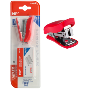 MP mini συρραπτικό με ανταλλακτικά PA636, 24/6-26/6, 10 φύλλα, κόκκινο
