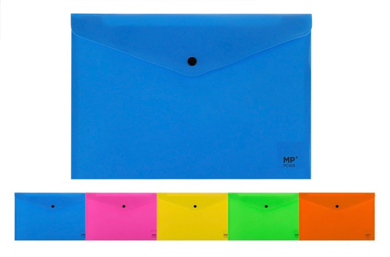 MP πλαστικός φάκελος Α4 με κούμπωμα PC005, 33x23cm, διάφορα χρώματα