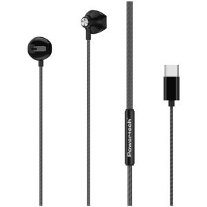 POWERTECH earphones με μικρόφωνο Prime, USB-C, 1.2m, μαύρα