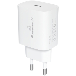 POWERTECH φορτιστής τοίχου PT-1091, USB-C, PD 20W, λευκός