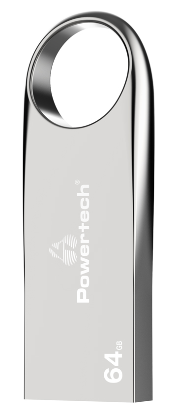 POWERTECH USB Flash Drive PT-1122, 64GB, USB 2.0, ασημί
