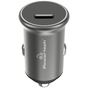 POWERTECH φορτιστής αυτοκινήτου PT-1147, USB-C, 30W PD, γκρι