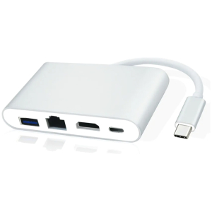 POWERTECH docking station PTH-085, 4 θυρών, USB-C, 100W PD, 4K, γκρι