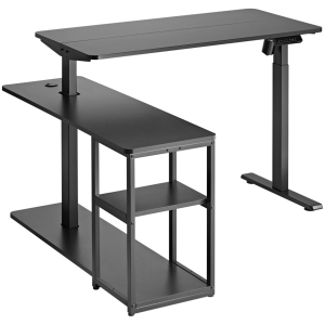 BRATECK ηλεκτρικό γραφείο S08-22DL-2, ρυθμιζόμενο ύψος, 136x120cm, μαύρο