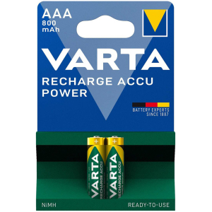 VARTA επαναφορτιζόμενες μπαταρίες λιθίου, AAA, 800mAh, 1.2V, 2τμχ