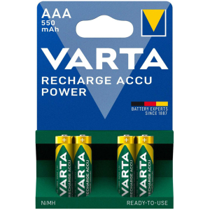 VARTA επαναφορτιζόμενες μπαταρίες λιθίου, AAA, 550mAh, 1.2V, 4τμχ