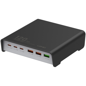 LDNIO σταθμός φόρτισης Q605, 3x USB-C & 3x USB, 120W, PD/QC, μαύρος