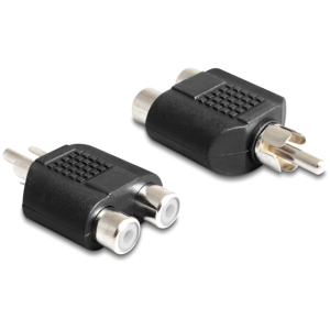 DELOCK αντάπτορας από 2x RCA θηλυκό σε 1x RCA αρσενικό 84499, μαύρος