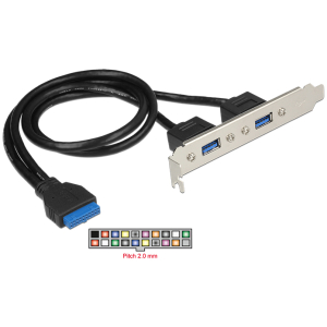 DELOCK Cable USB 3.0 2x Type-A female σε 19pin header female