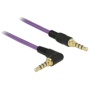 DELOCK καλώδιο Jack stereo σε Jack stereo 4pin 3.5mm, 90°, μωβ, 1m