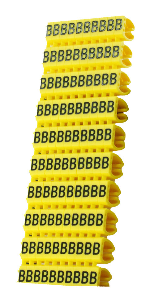 POWERTECH Clip αρίθμησης καλωδίου γράμμα B, Yellow, 10τεμ.