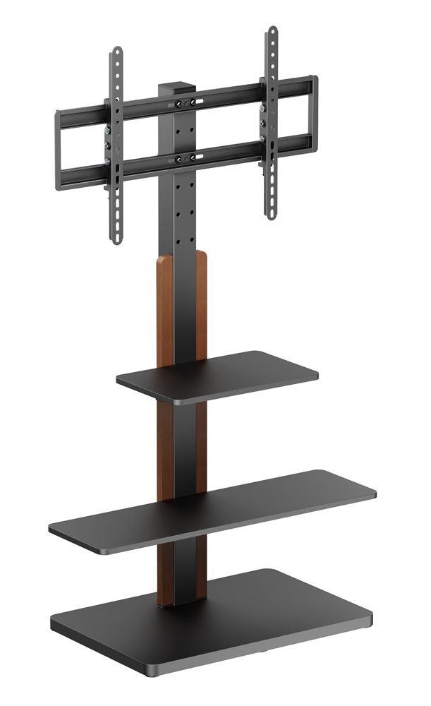 BRATECK βάση δαπέδου FS52-46T-02 για τηλεόραση 32-75" έως 40kg, με ράφια