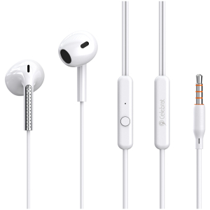 CELEBRAT earphones με μικρόφωνο G28, 3.5mm σύνδεση, Φ10mm, 1.2m, λευκά