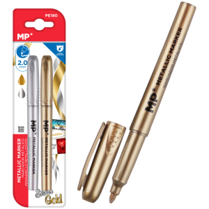 MP σετ μαρκαδόρων με μεταλλικά χρώματα PE180, 2mm, χρυσό & ασημί