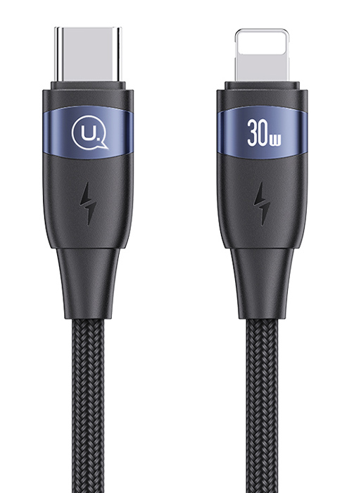USAMS καλώδιο Lightning σε USB-C US-SJ634, 30W PD, 1.2m, μαύρο