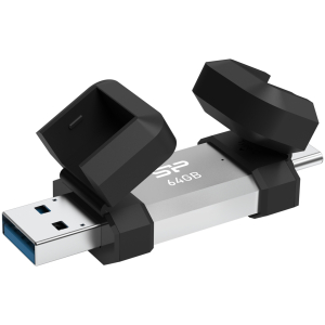 SILICON POWER USB Flash Drive C51, USB/USB-C, 64GB, 120MBps, ασημί