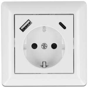 DELOCK πρίζα τοίχου 11489 με θύρες φόρτισης USB & USB Type-C 3.4A, λευκή