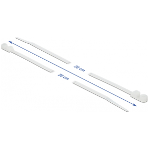 DELOCK Δεματικά καλωδίων 18945 με οπή στερέωσης, 200x4.8mm, λευκά, 10τμχ