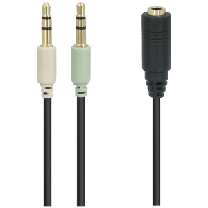 GOOBAY καλώδιο 3.5mm 4pin σε 2x 3.5mm 3pin 48980, 0.4m, μαύρο