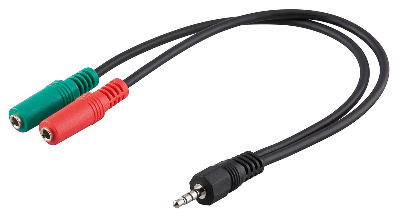 GOOBAY καλώδιο 3.5mm AUX 4-pin σε 2x AUX 3-pin 50467, 0.3m, μαύρο