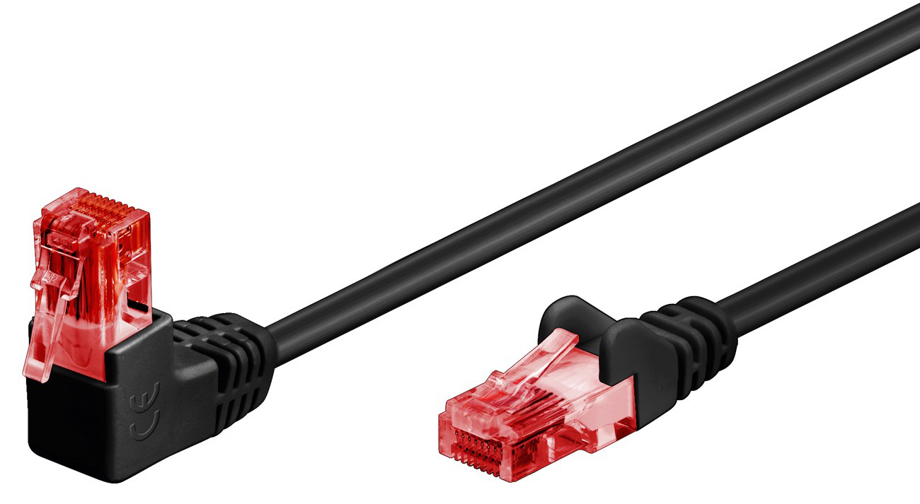 GOOBAY καλώδιο δικτύου 51515, CAT6 U/UTP, γωνιακό, CCA, 1m, μαύρο