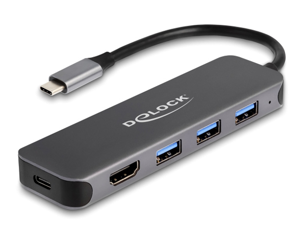DELOCK docking station 64171, 5 θυρών, USB-C σύνδεση, 85W PD, 4K, γκρι