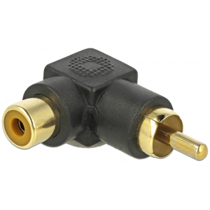 DELOCK αντάπτορας 66168 RCA αρσενικό σε RCA θηλυκό, γωνιακός, μαύρος