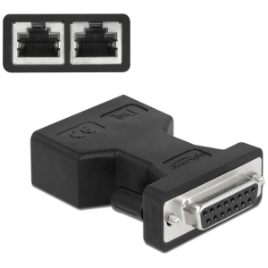 DELOCK αντάπτορας D-Sub 15 Pin σε 2x RJ45 66806, μαύρος