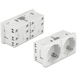 DELOCK διπλό module πρίζας ρεύματος Easy 45 81325, 45°, 45x45mm, 5τμχ