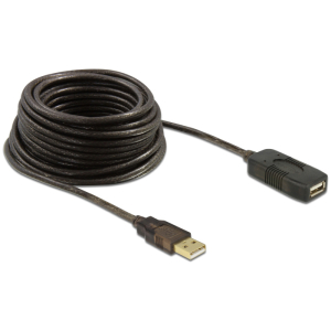 DELOCK καλώδιο USB 2.0 αρσενικό σε θηλυκό 82446, active, 10m, μαύρο