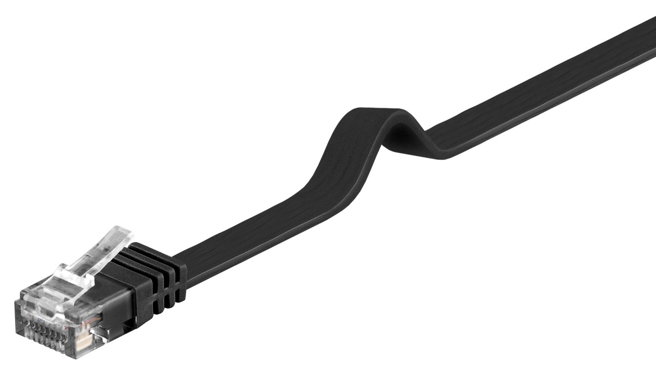 GOOBAY καλώδιο δικτύου 95387, CAT 6 U/UTP, flat, copper, 5m, μαύρο