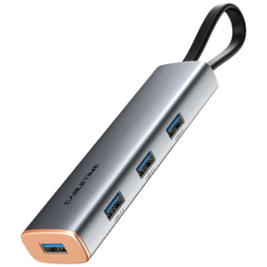 CABLETIME USB hub CT-HUBP4, 4x θυρών, 5Gbps, USB-C σύνδεση, γκρι