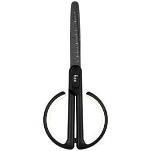 FIZZ ψαλίδι FZ212003-W με χάρακα, μεταλλική λεπίδα, 17cm, μαύρο-λευκό