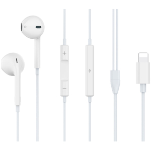 CELEBRAT earphones με μικρόφωνο G17, Lightning, Φ14mm, 1.2m, λευκά