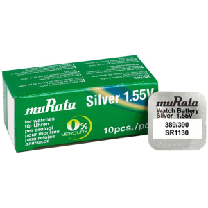 MURATA μπαταρία Silver Oxide για ρολόγια SR1130, 1.55V, No389/390, 10τμχ