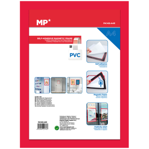 MP αυτοκόλλητη θήκη ανακοινώσεων A4 PA148 με μαγνητικό πλαίσιο, κόκκινη