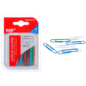 MP πλαστικοποιημένοι συνδετήρες PA342-6, 50mm, 25τμχ, χρωματιστοί