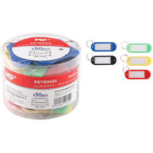 MP μπρελόκ κλειδιών με ετικέτα PA363, 20x58mm, διάφορα χρώματα, 50τμχ